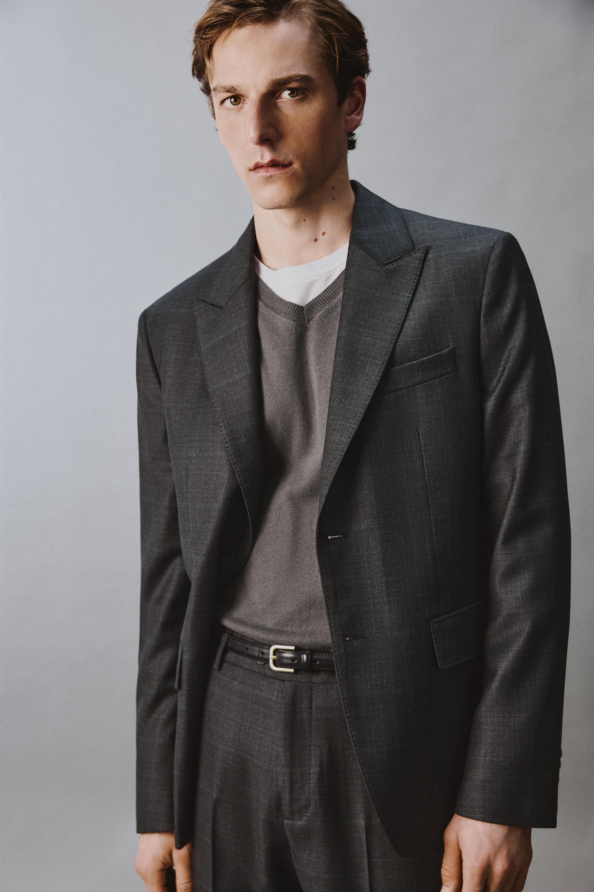 100% WOOL PLAID SUIT JACKET